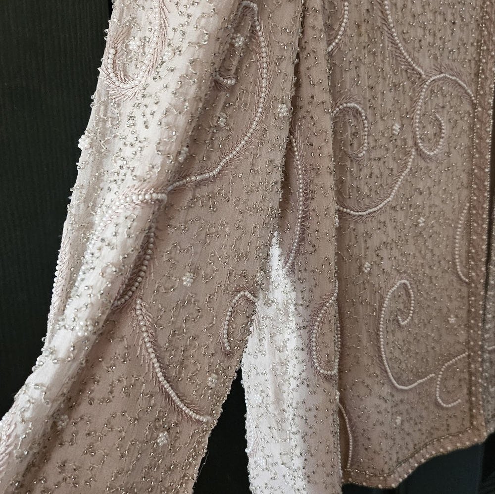 Adrianna Papèll pale pink beaded jacket with matching shell tank. Size 14 - Picture 10 of 10